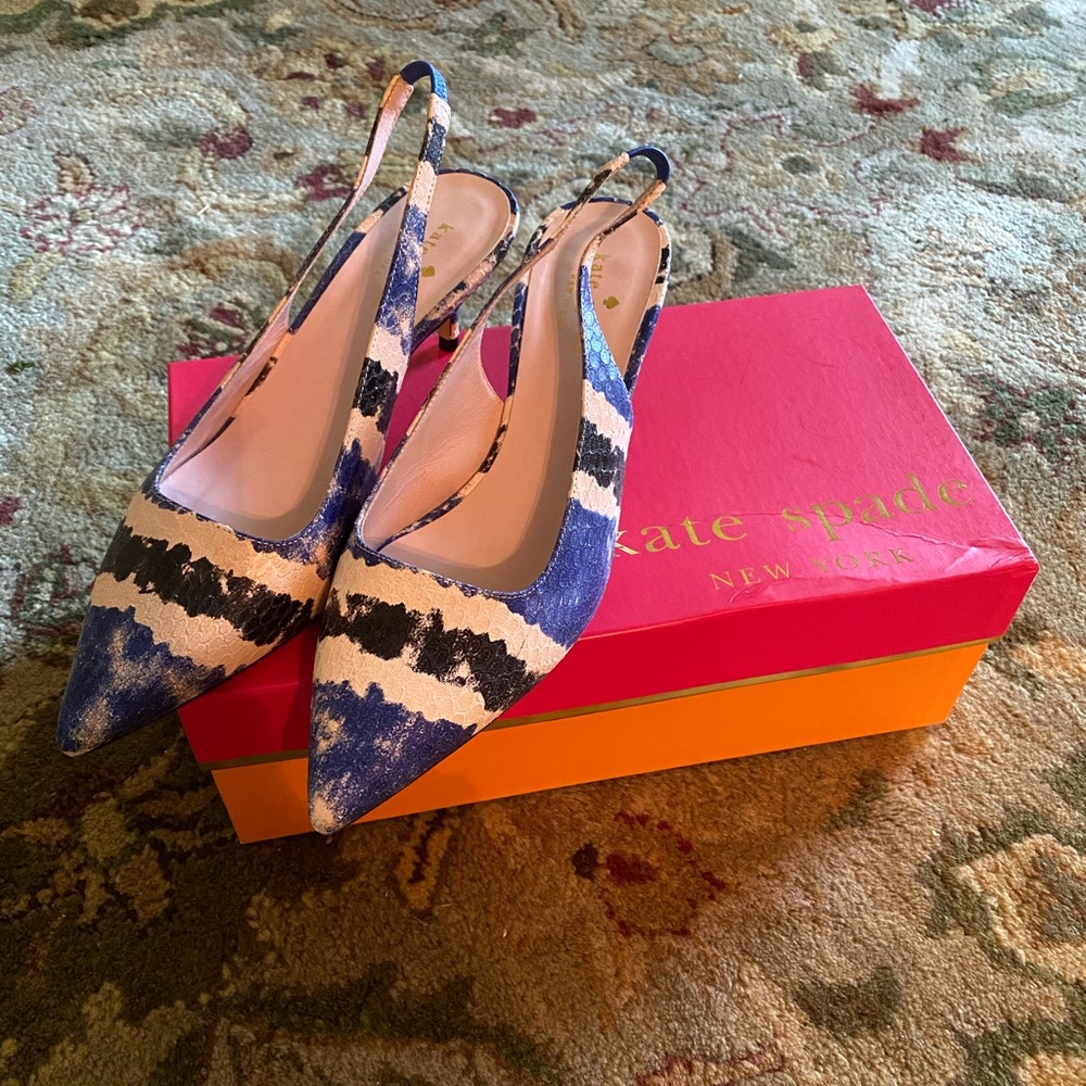 Kate Spade New York Snake Embossed Kitten Heels